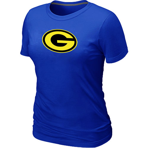 Green Bay Packers Women's Neon Logo Charcoal NFL T-Shirt - Blue